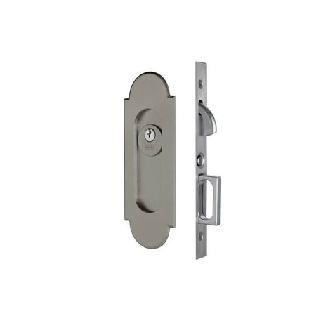 EMTEK #8 Keyed Pocket Door Mortise Lock for 1-3/8" Door Pewter Finish 2043US15A138